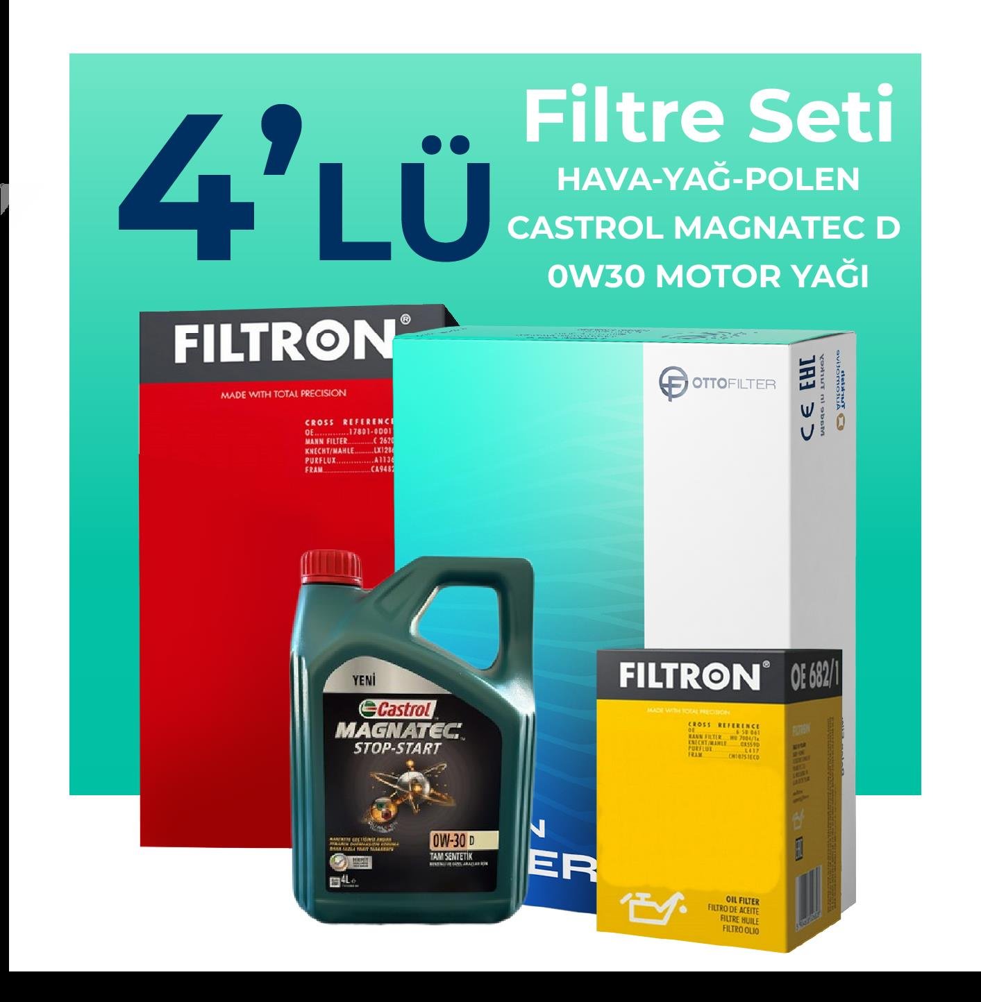 filtron-jeep-compass-1-4-benzin-filtre-bakim-seti-castrol-motor-yagli-2017-2021-4-lu-59065 Filtron Jeep Compass 1.4 Benzin Filtre Bakım Seti Castrol Motor Yağlı (2017-2021) 4 Lü - Görsel 1