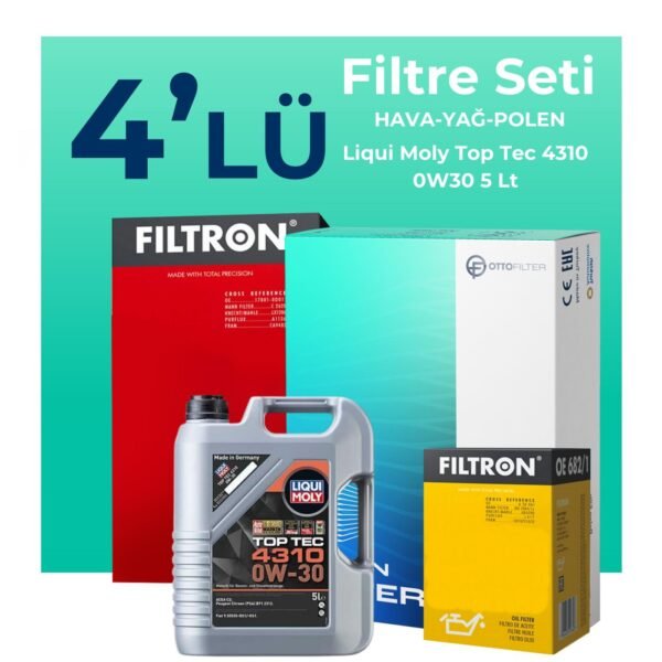 Filtron Jeep Compass 1.4 Benzin Filtre Bakım Seti Liqui Moly Motor Yağlı (2017-2021) 4 Lü