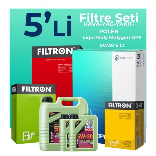 Filtron Kia Rio 1.4 Dizel Filtre Bakım Seti Liqui Moly Motor Yağlı (2011-2017) 5 Li