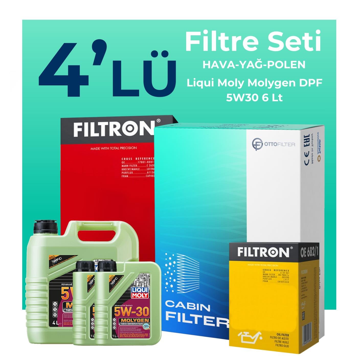 filtron-kia-sportage-2-0-dizel-filtre-bakim-seti-liqui-moly-motor-yagli-2005-2010-4-lu-124746 Filtron Kia Sportage 2.0 Dizel Filtre Bakım Seti Liqui Moly Motor Yağlı (2005-2010) 4 Lü - Görsel 1