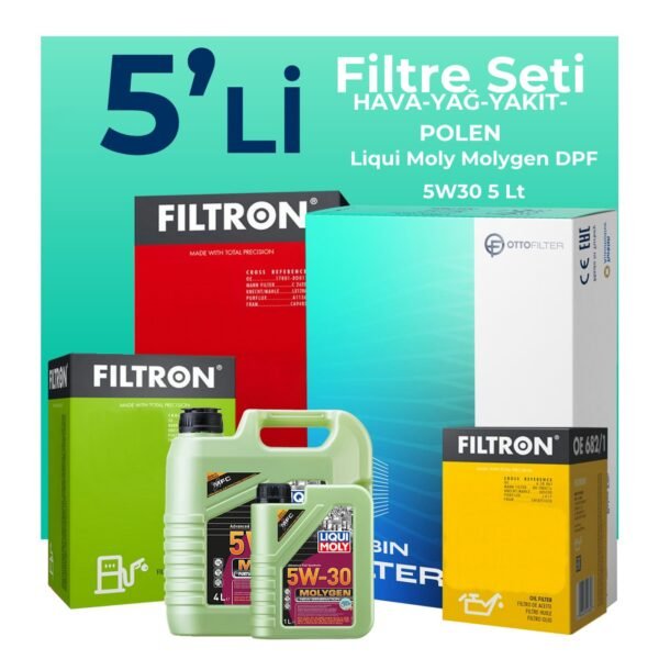 Filtron Kia Venga 1.6 Dizel Filtre Bakım Seti Liqui Moly Motor Yağlı (2010-2014) 5 Li
