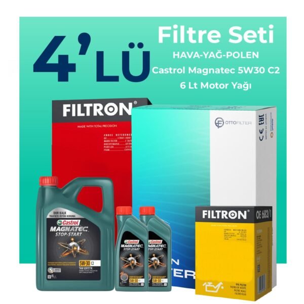 Filtron Land Rover Freelander 2.0 Benzinli Filtre Bakım Seti Castrol Motor Yağlı (2011-2014) 4 Lü