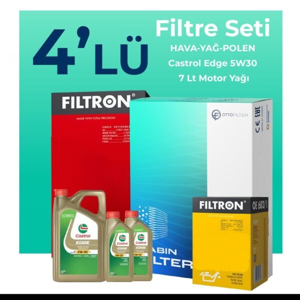 Filtron Mercedes E180 Filtre Bakım Seti Castrol Motor Yağlı (2017-2019) 4 Lü