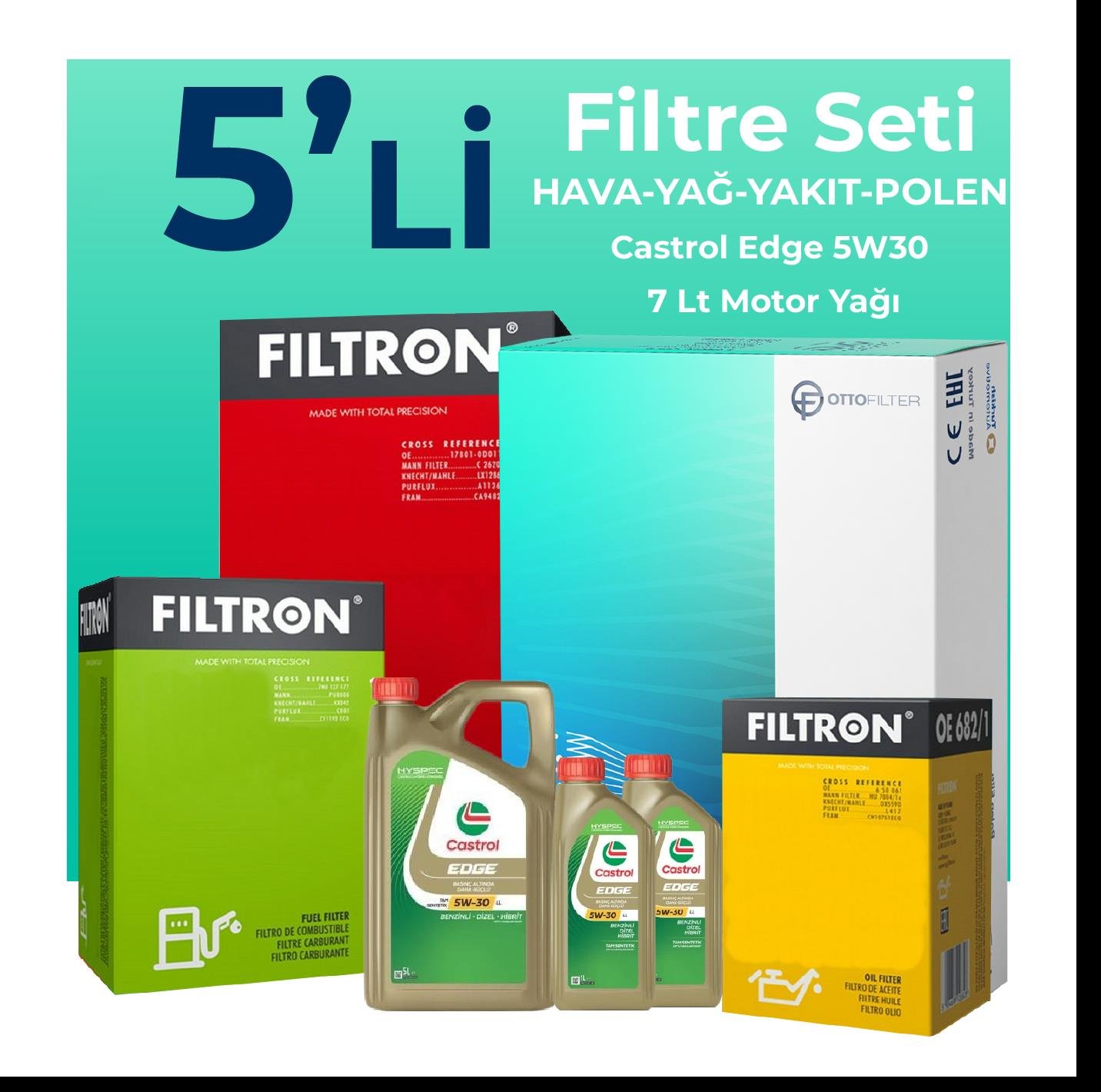 filtron-mercedes-ml250-dizel-filtre-bakim-seti-castrol-motor-yagli-2011-2015-5-li-107448 Filtron Mercedes ML250 Dizel Filtre Bakım Seti Castrol Motor Yağlı (2011-2015) 5 Li - Görsel 1