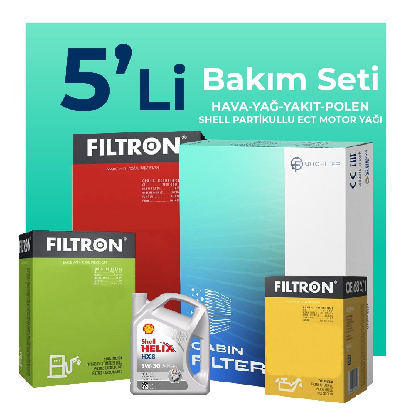 filtron-opel-corsa-1-3-dizel-filtre-bakim-seti-shell-motor-yagli-2014-2019-5-li-73070 Filtron Opel Corsa 1.3 Dizel Filtre Bakım Seti Shell Motor Yağlı (2014-2019) 5 Li - Görsel 1
