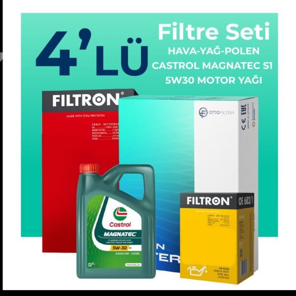 Filtron Opel Meriva 1.3 Dizel Filtre Bakım Seti Castrol Motor Yağlı (2011-2013) 4 Lü