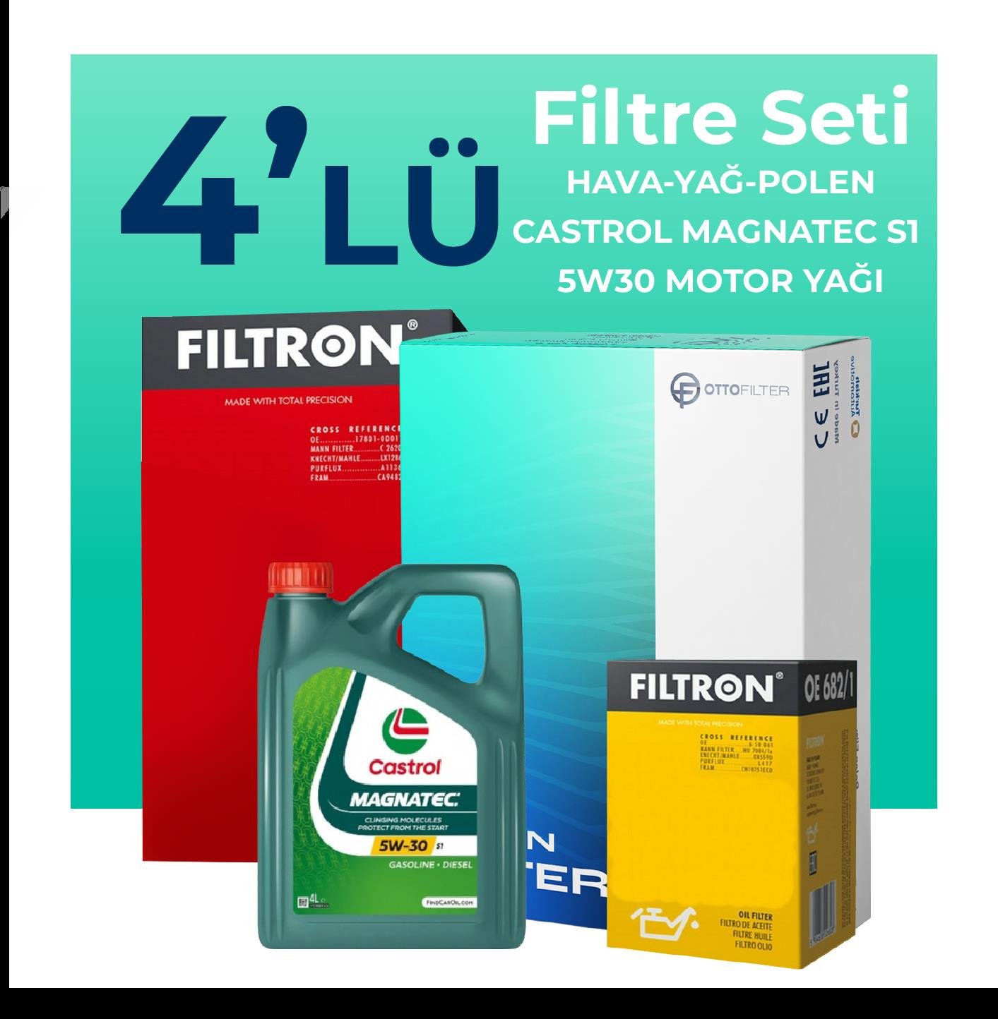 filtron-opel-meriva-1-3-dizel-filtre-bakim-seti-castrol-motor-yagli-2011-2013-4-lu-60907 Filtron Opel Meriva 1.3 Dizel Filtre Bakım Seti Castrol Motor Yağlı (2011-2013) 4 Lü - Görsel 1