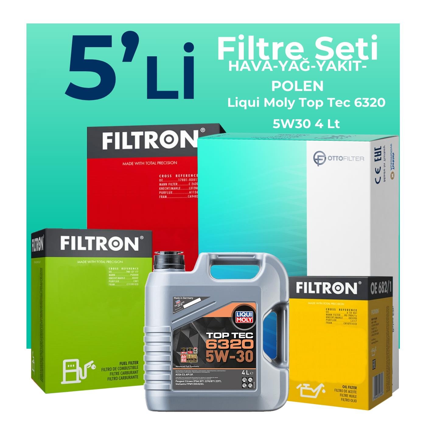 filtron-peugeot-301-1-5-dizel-filtre-bakim-seti-liqui-moly-motor-yagli-2017-2020-5-li-122681 Filtron Peugeot 301 1.5 Dizel Filtre Bakım Seti Liqui Moly Motor Yağlı (2017-2020) 5 Li - Görsel 1