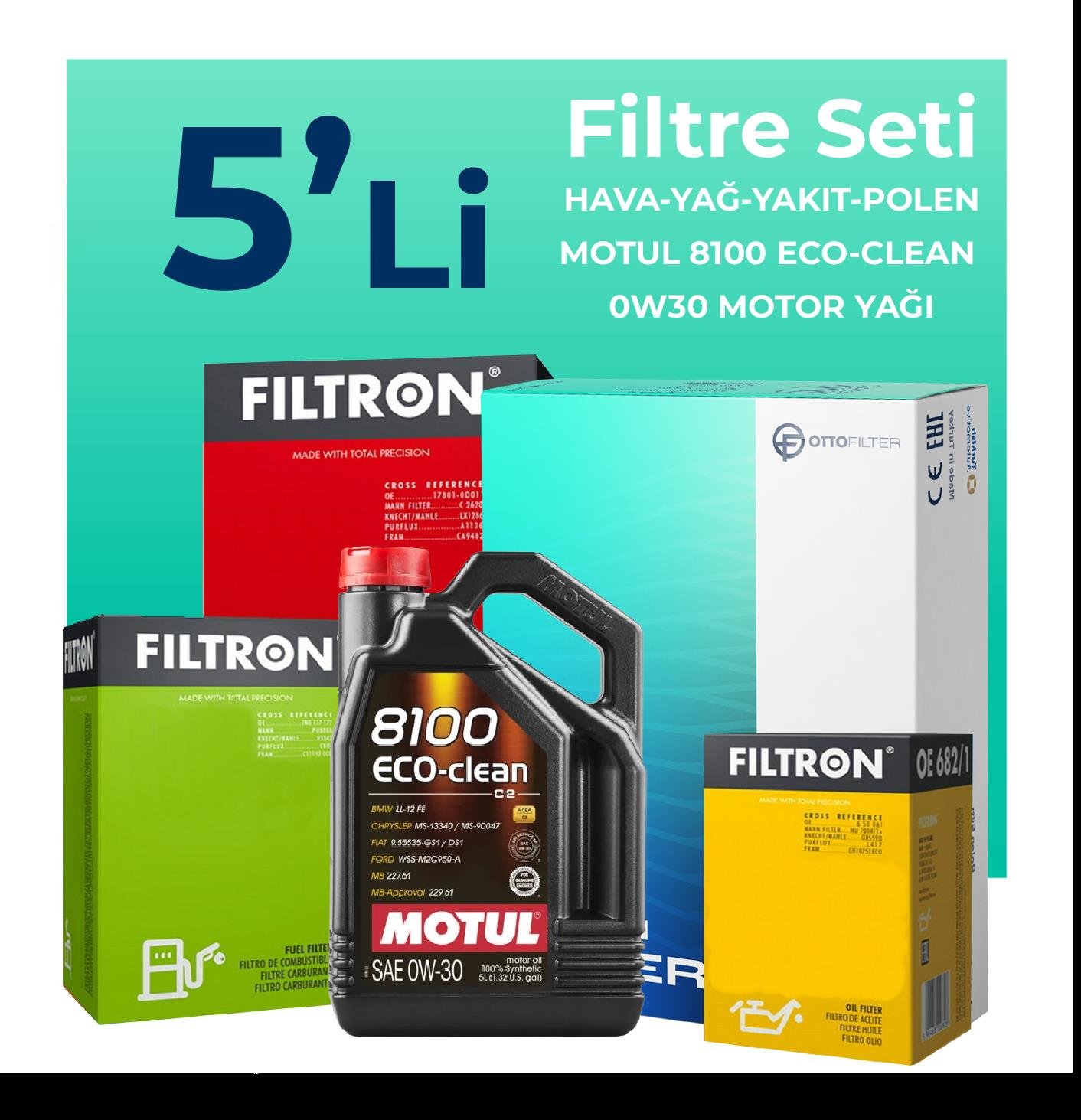 filtron-peugeot-301-1-6-bluehdi-dizel-filtre-bakim-seti-motul-motor-yagli-2014-2020-5-li-63081 Filtron Peugeot 301 1.6 BlueHDi Dizel Filtre Bakım Seti Motul Motor Yağlı (2014-2020) 5 Li - Görsel 1