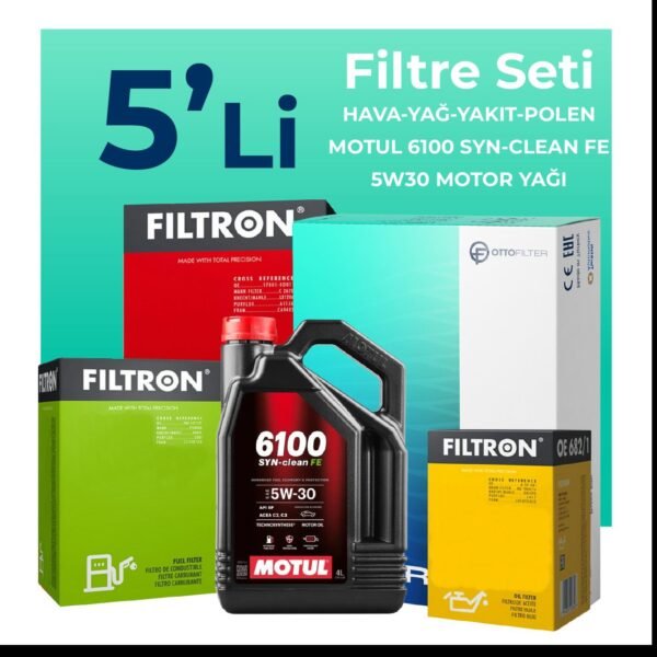 Filtron Peugeot 407 1.6 Dizel Filtre Bakım Seti Motul Motor Yağlı (2004-2011) 5 Li