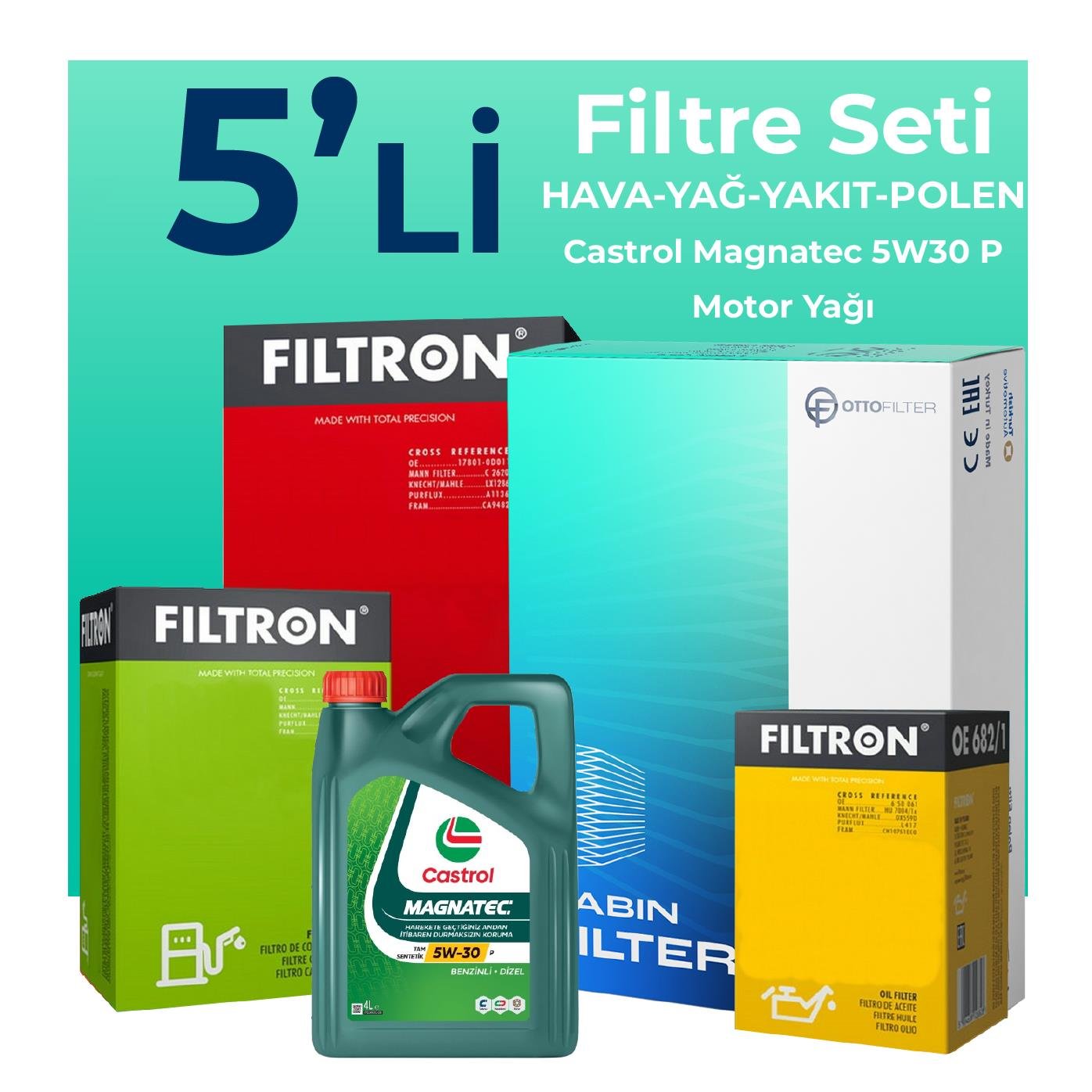 filtron-peugeot-5008-1-5-dizel-filtre-bakim-seti-castrol-motor-yagli-2018-2024-5-li-109806 Filtron Peugeot 5008 1.5 Dizel Filtre Bakım Seti Castrol Motor Yağlı (2018-2024) 5 Li - Görsel 1