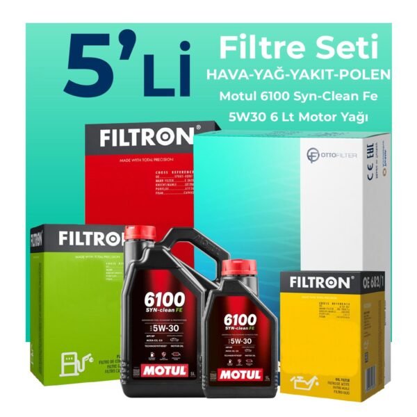 Filtron Peugeot Expert 1.5 Dizel Filtre Bakım Seti Motul Motor Yağlı (2017-2025) 5 Li