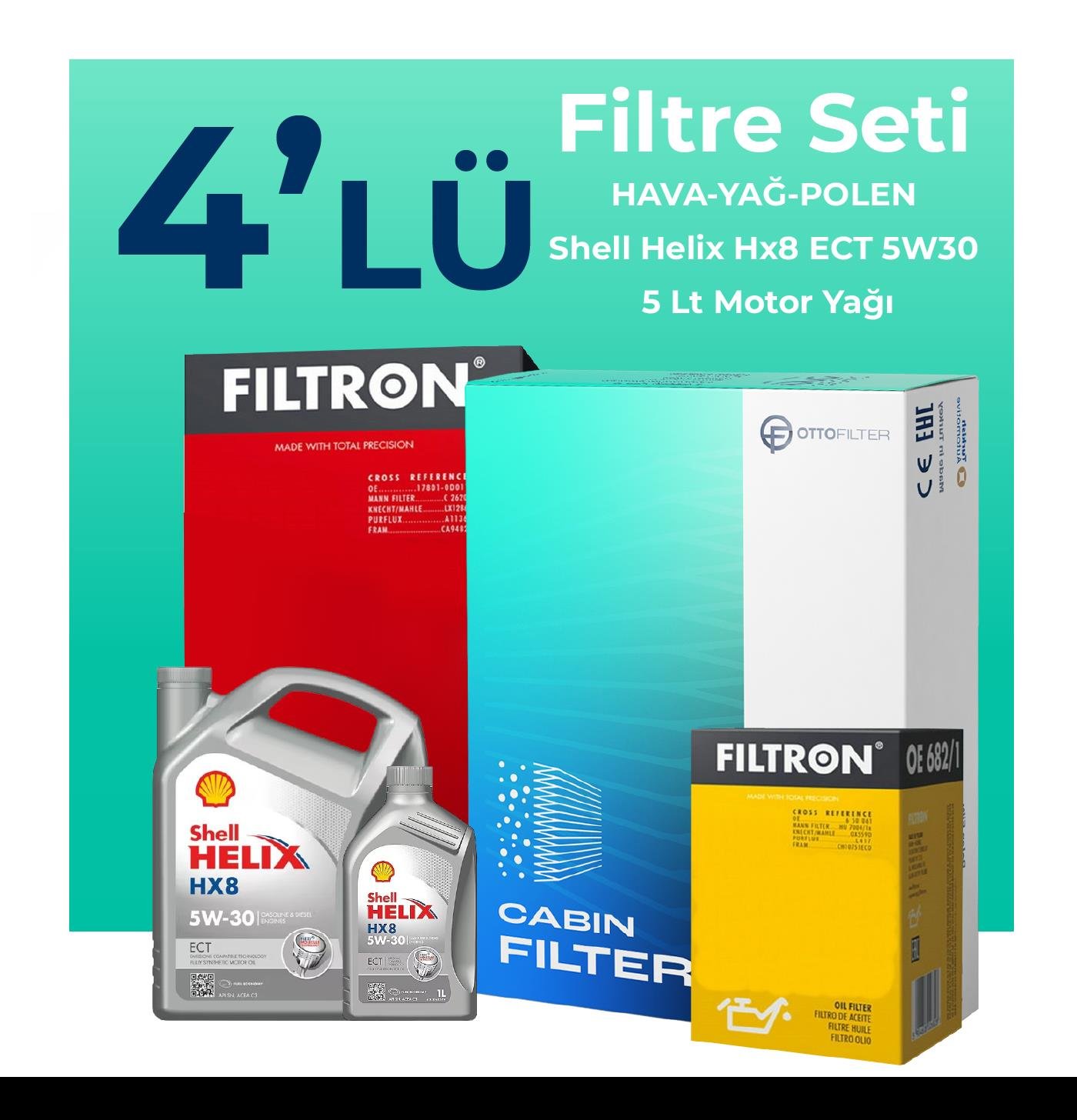 filtron-renault-kangoo-1-5-dizel-filtre-bakim-seti-shell-motor-yagli-2010-2020-4-lu-106855 Filtron Renault Kangoo 1.5 Dizel Filtre Bakım Seti Shell Motor Yağlı (2010-2020) 4 Lü - Görsel 1