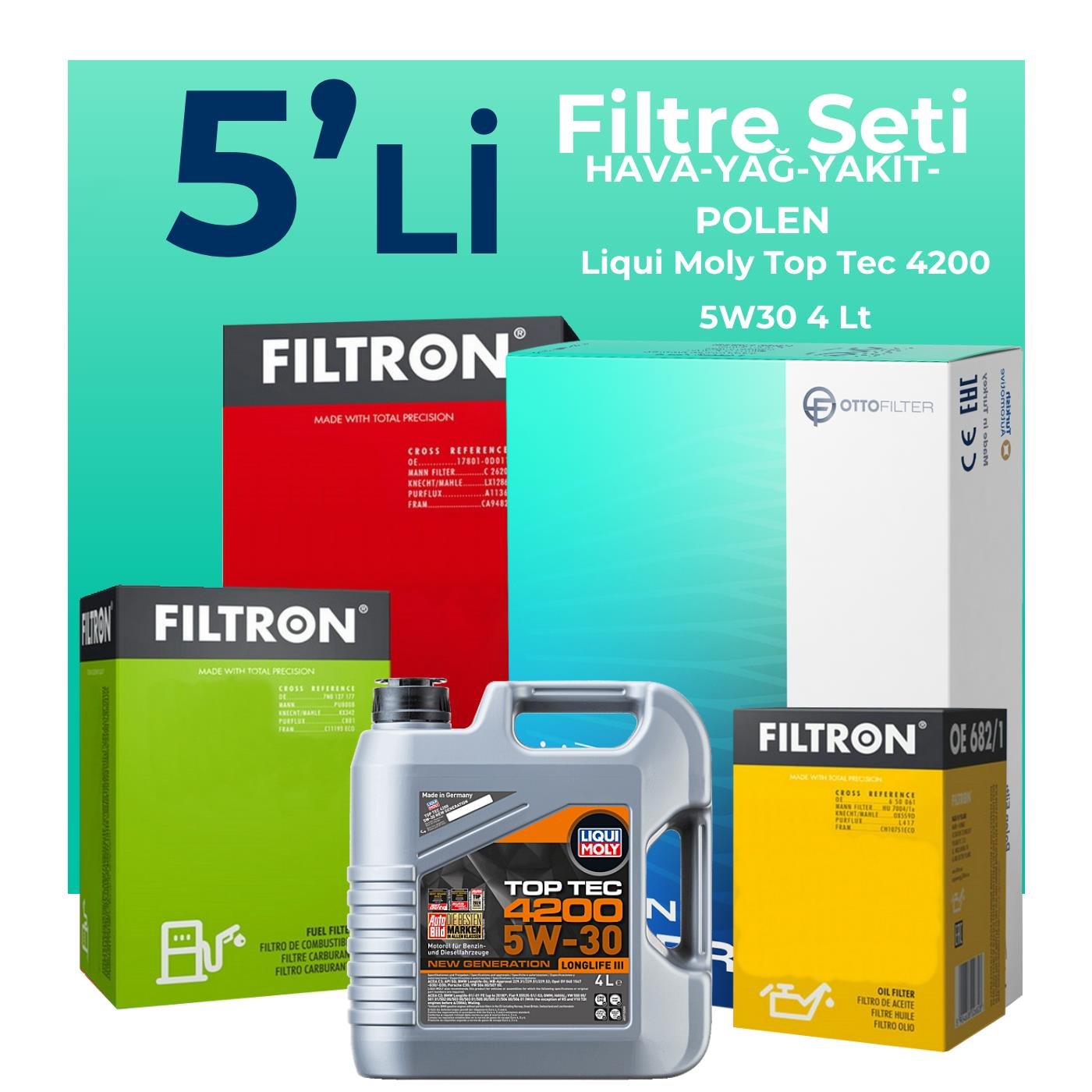 filtron-seat-ibiza-1-4-dizel-filtre-bakim-seti-liqui-moly-motor-yagli-2006-2008-5-li-126019 Filtron Seat İbiza 1.4 Dizel Filtre Bakım Seti Liqui Moly Motor Yağlı (2006-2008) 5 Li - Görsel 1