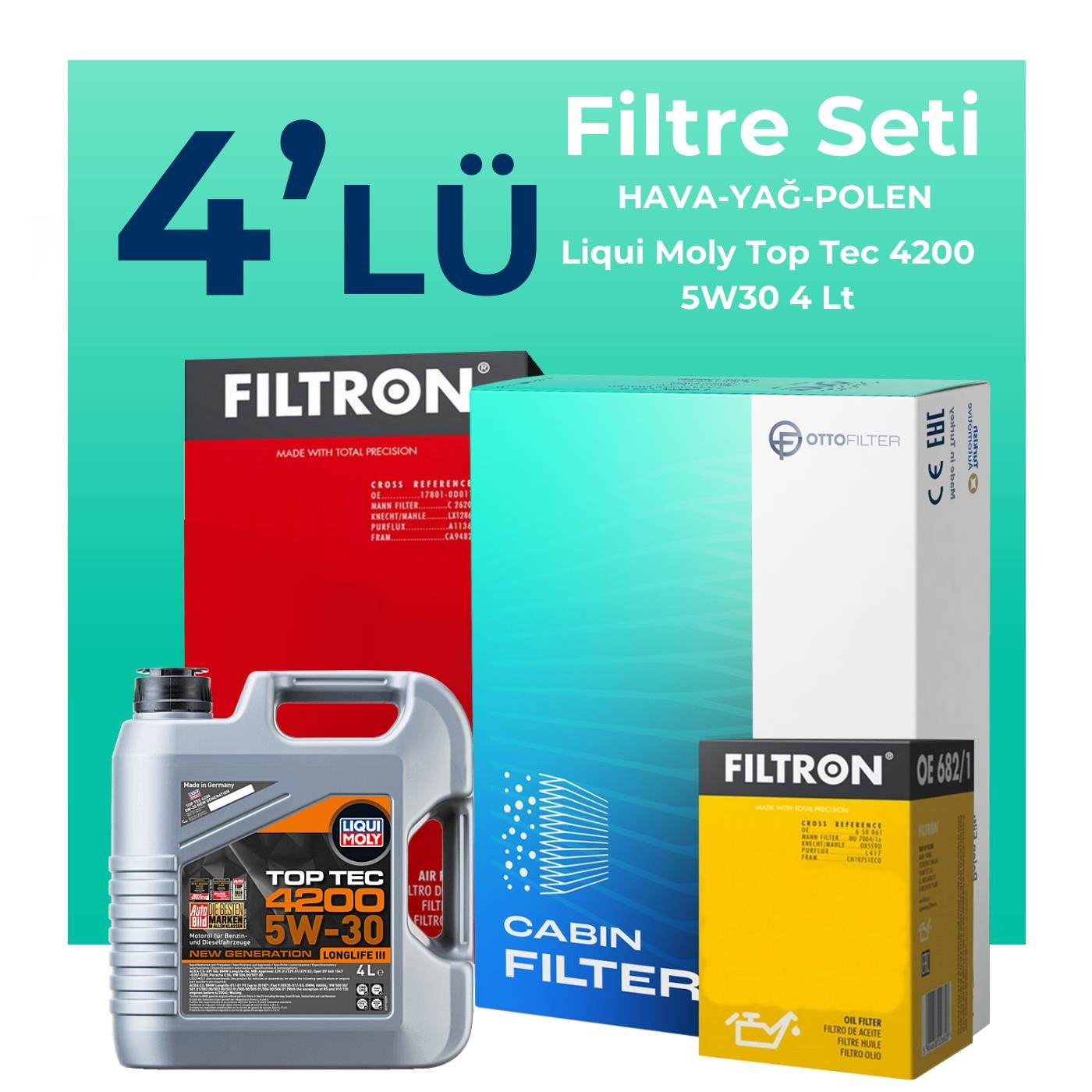 filtron-volkswagen-jetta-1-2-tsi-filtre-bakim-seti-liqui-moly-motor-yagli-2011-2015-4-lu-126253 Filtron Volkswagen Jetta 1.2 TSi Filtre Bakım Seti Liqui Moly Motor Yağlı (2011-2015) 4 Lü - Görsel 1