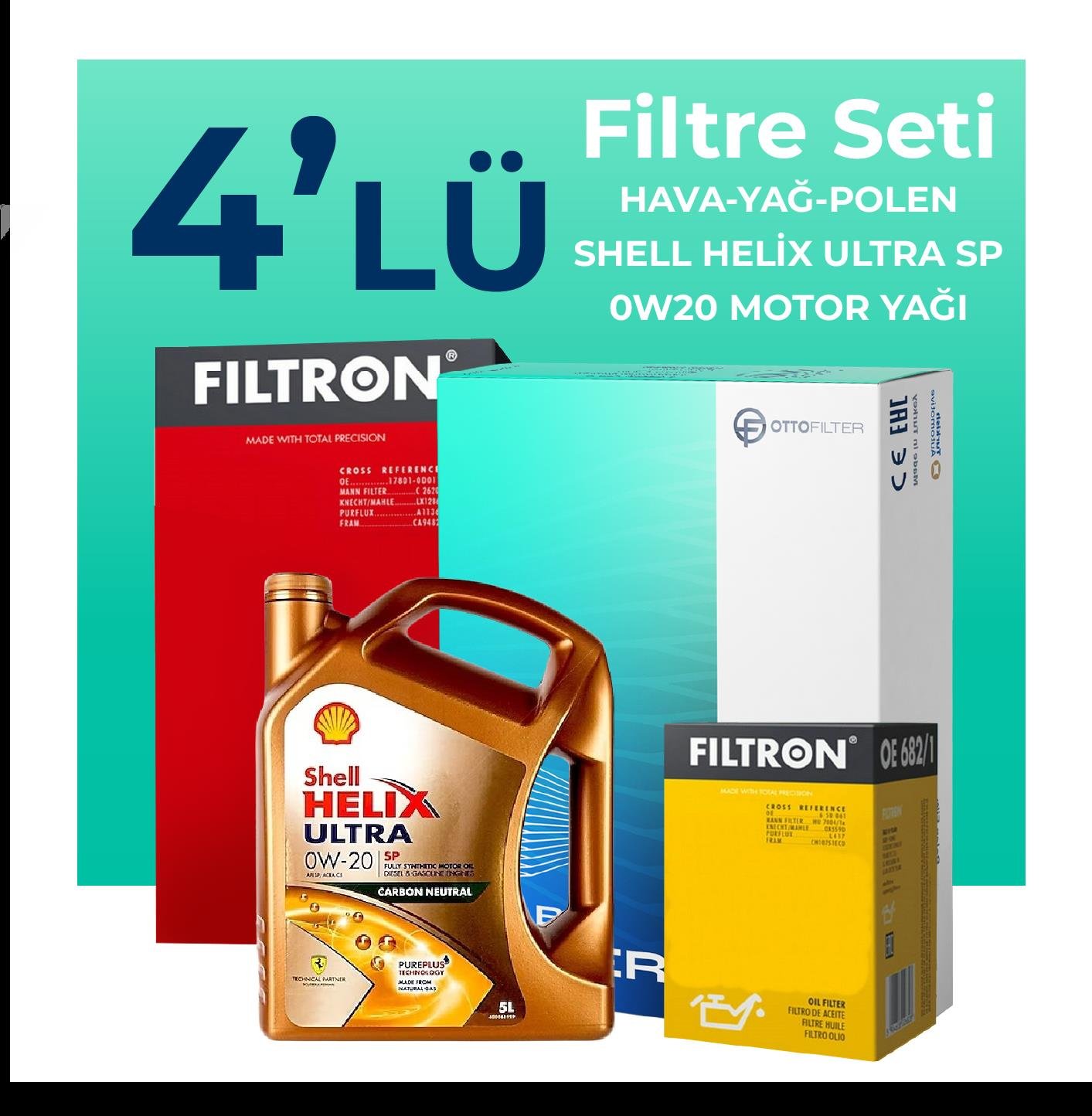 filtron-volkswagen-tiguan-1-5-tsi-filtre-bakim-seti-shell-motor-yagli-2018-2024-4-lu-61735 Filtron Volkswagen Tiguan 1.5 TSi Filtre Bakım Seti Shell Motor Yağlı (2018-2024) 4 Lü - Görsel 1