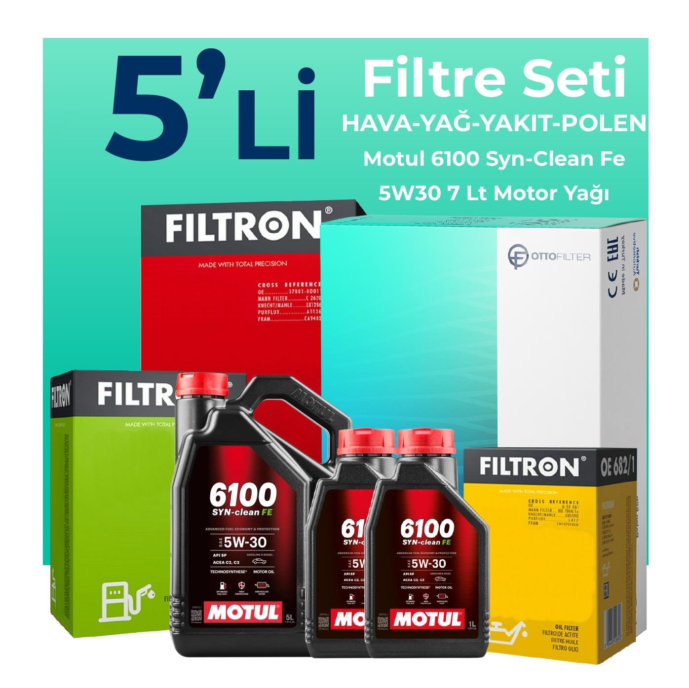 filtron-volkswagen-transporter-t5-2-0-dizel-filtre-bakim-seti-motul-motor-yagli-2009-2015-5-li-108351 Filtron Volkswagen Transporter T5 2.0 Dizel Filtre Bakım Seti Motul Motor Yağlı (2009-2015) 5 Li - Görsel 1