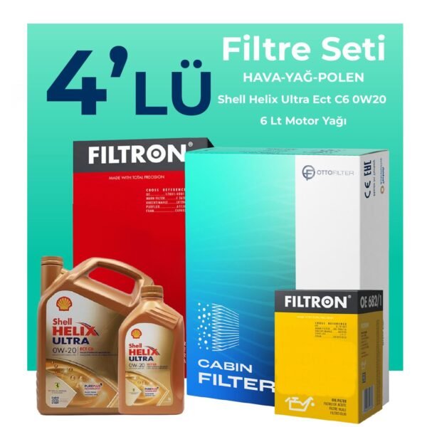 Filtron Volvo S60 2.0 B5 Filtre Bakım Seti Shell Motor Yağlı (2019-2024) 4 Lü