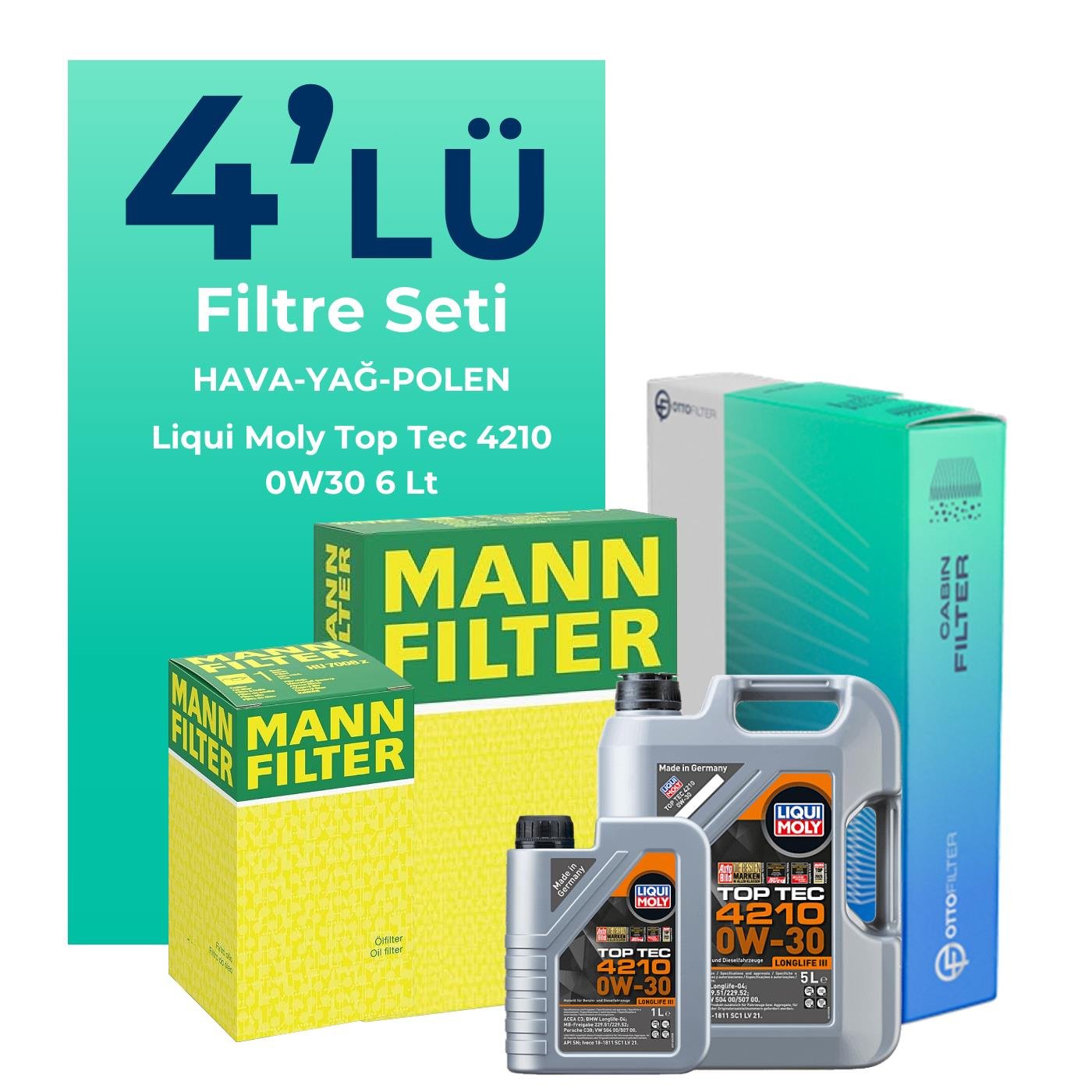 mann-audi-q7-50-dizel-filtre-bakim-seti-liqui-moly-motor-yagli-2019-2024-4-lu-121866 MANN Audi Q7 50 Dizel Filtre Bakım Seti Liqui Moly Motor Yağlı (2019-2024) 4 Lü - Görsel 1