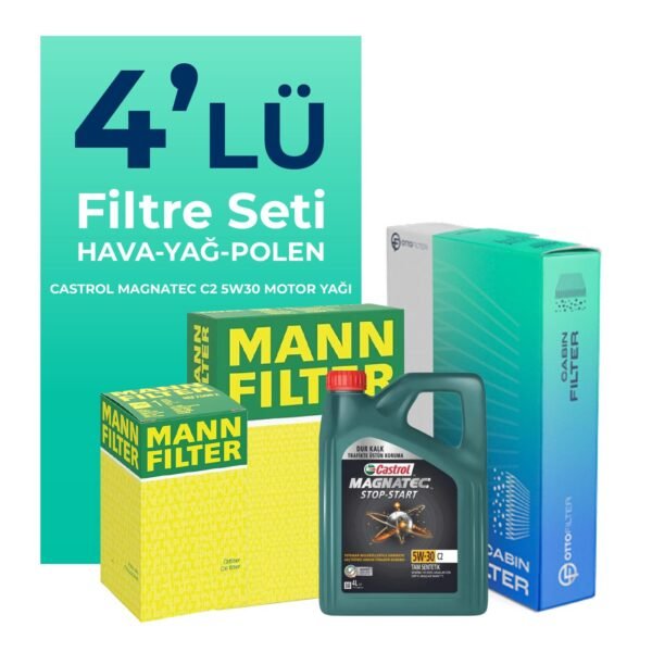 MANN Citroen C4 1.6 Dizel Filtre Bakım Seti Castrol Motor Yağlı (2009-2016) 4 Lü