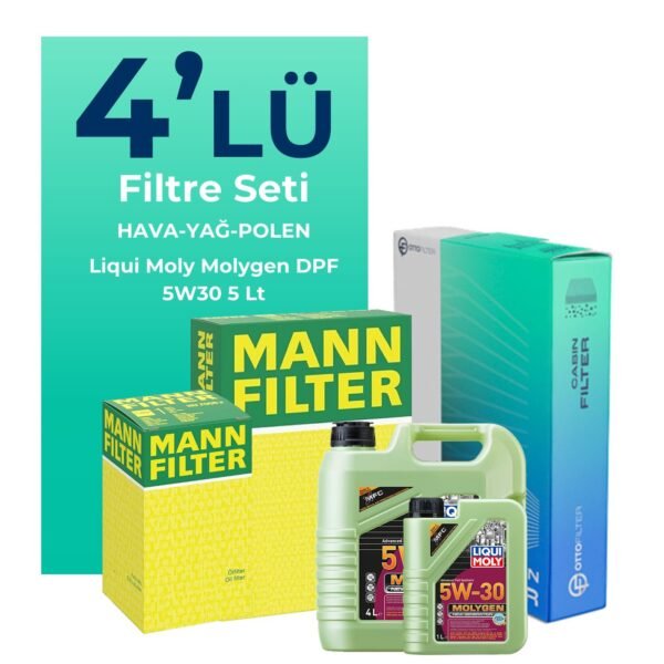 MANN Citroen DS3 1.6 THP Benzinli Filtre Bakım Seti Liqui Moly Motor Yağlı (2009-2016) 4 Lü