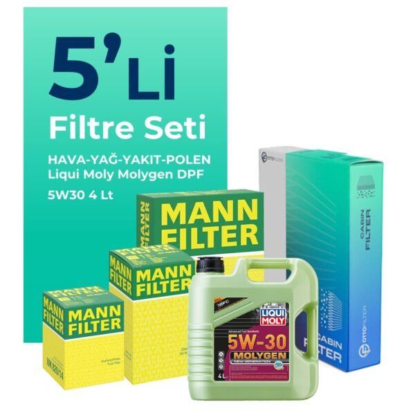 MANN Citroen DS5 1.6 Dizel Filtre Bakım Seti Liqui Moly Motor Yağlı (2011-2013) 5 Li