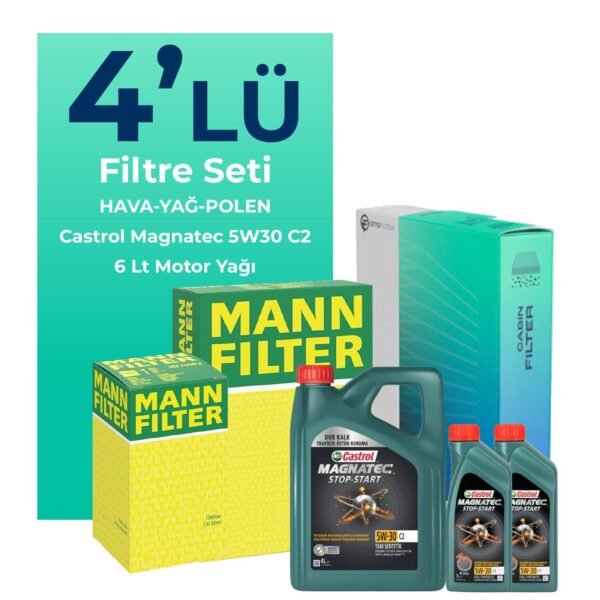 MANN Citroen Jumpy 1.5 Dizel Filtre Bakım Seti Castrol Motor Yağlı (2017-2024) 4 Lü