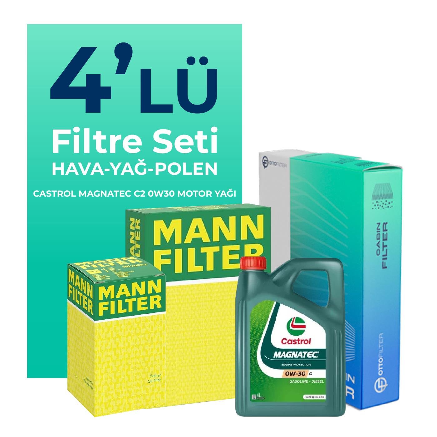 mann-citroen-jumpy-2-0-dizel-filtre-bakim-seti-castrol-motor-yagli-2017-2024-4-lu-59127 MANN Citroen Jumpy 2.0 Dizel Filtre Bakım Seti Castrol Motor Yağlı (2017-2024) 4 Lü - Görsel 1