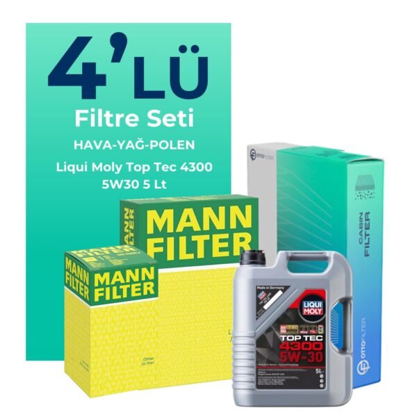 MANN Dacia Jogger 1.0 Benzinli Filtre Bakım Seti Liqui Moly Motor Yağlı (2022-2025) 4 Lü