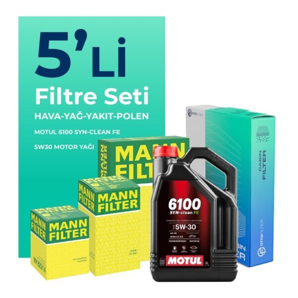 MANN Fiat Doblo 1.3 Dizel Filtre Bakım Seti Motul Motor Yağlı EURO 5 (2015-2021) 5 Li