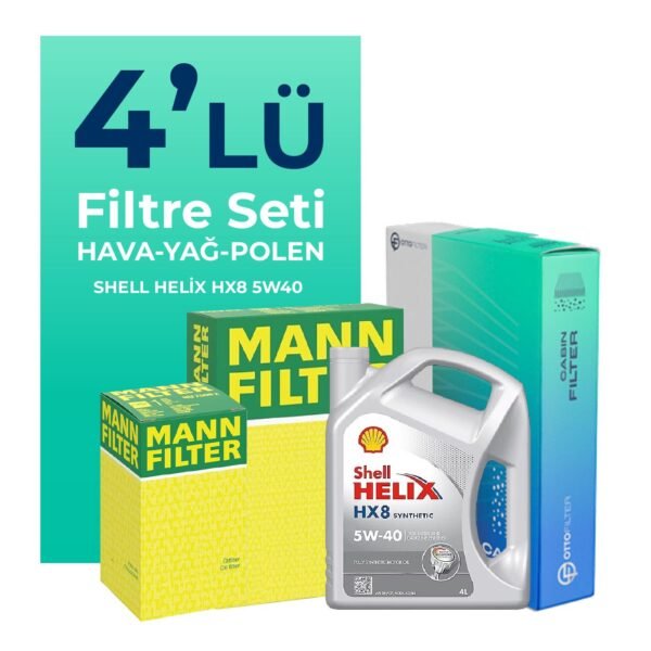 MANN Fiat Linea 1.4 T-Jet Benzin Filtre Bakım Seti Shell Motor Yağlı (2009-2017) 4 Lü