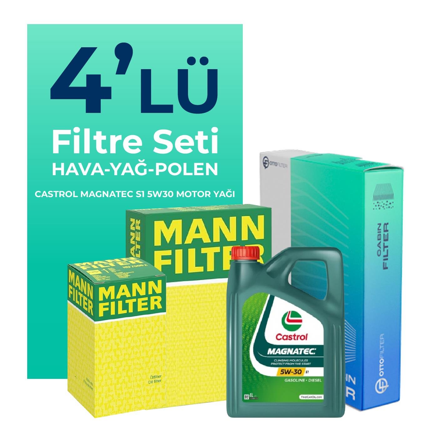 mann-fiat-punto-evo-1-3-dizel-filtre-bakim-seti-castrol-motor-yagli-euro-5-2008-2015-4-lu-61051 MANN Fiat Punto Evo 1.3 Dizel Filtre Bakım Seti Castrol Motor Yağlı EURO 5 (2008-2015) 4 Lü - Görsel 1