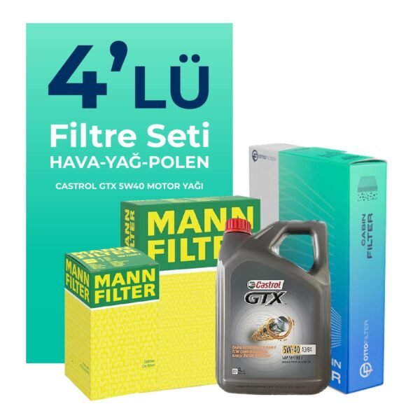 MANN Fiat Punto Evo 1.4 Benzinli Filtre Bakım Seti Castrol Motor Yağlı (2008-2015) 4 Lü