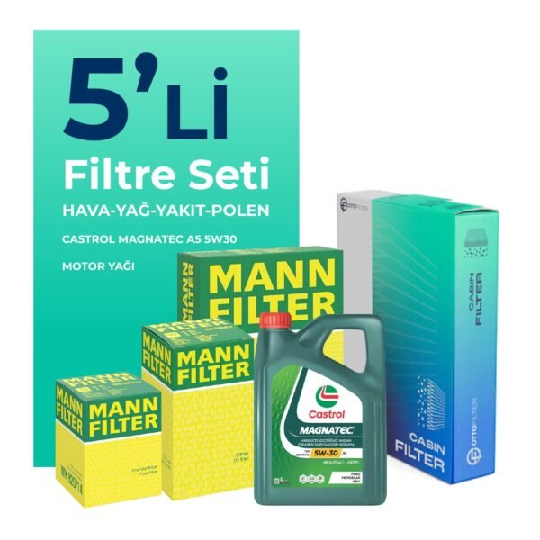 MANN Ford C-MAX 1.6 Dizel Filtre Bakım Seti Castrol Motor Yağlı (2011-2019) 5 Li