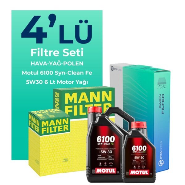MANN Ford Connect 1.6 Dizel Filtre Bakım Seti Motul Motor Yağlı (2013-2018) 4 Lü