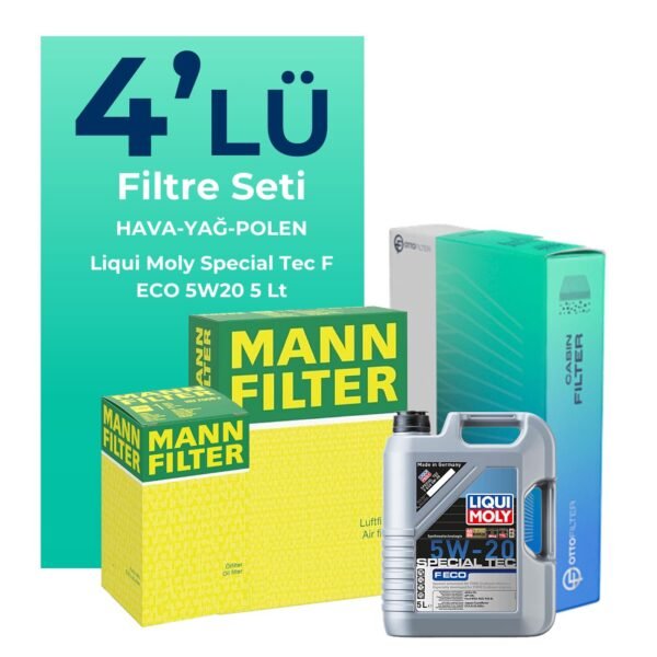 MANN Ford Focus 1.0 Benzin Filtre Bakım Seti Liqui Moly Motor Yağlı (2019-2024) 4 Lü