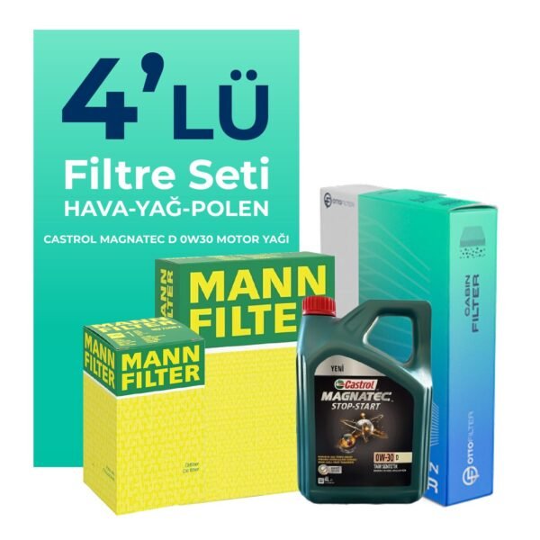 MANN Ford Focus 1.5 Dizel Filtre Bakım Seti Castrol Motor Yağlı (2014-2017) 4 Lü