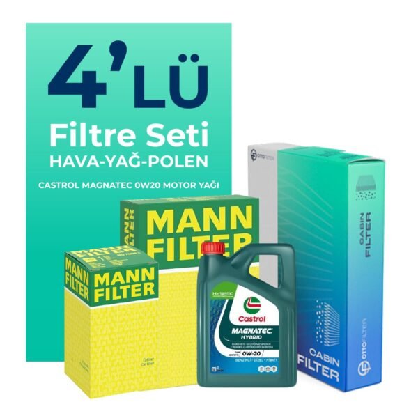 MANN Hyundai i20 1.0 Benzin Filtre Bakım Seti Castrol Motor Yağlı (2020-2024) 4 Lü