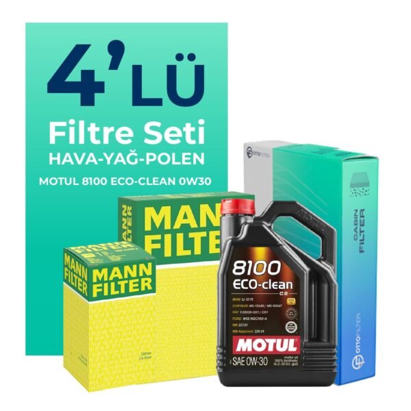 MANN Jeep Renegade 1.4 Benzin Filtre Bakım Seti Motul Motor Yağlı (2014-2016) 4 Lü