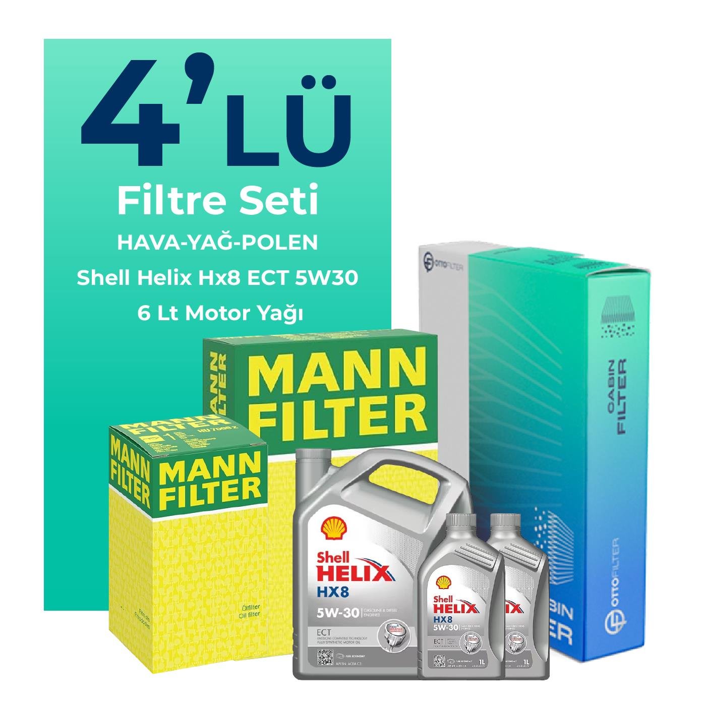 mann-kia-rio-1-4-dizel-filtre-bakim-seti-shell-motor-yagli-2017-2022-4-lu-105288 MANN Kia Rio 1.4 Dizel Filtre Bakım Seti Shell Motor Yağlı (2017-2022) 4 Lü - Görsel 1
