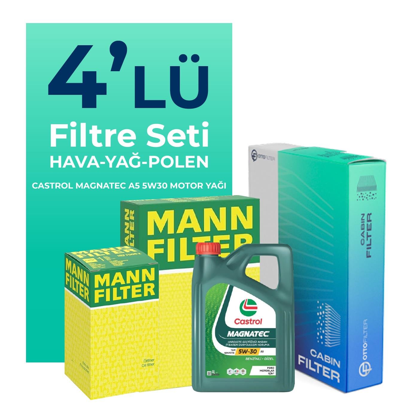 mann-nissan-note-1-2-filtre-bakim-seti-castrol-motor-yagli-2012-2016-4-lu-60026 MANN Nissan Note 1.2 Filtre Bakım Seti Castrol Motor Yağlı (2012-2016) 4 Lü - Görsel 1