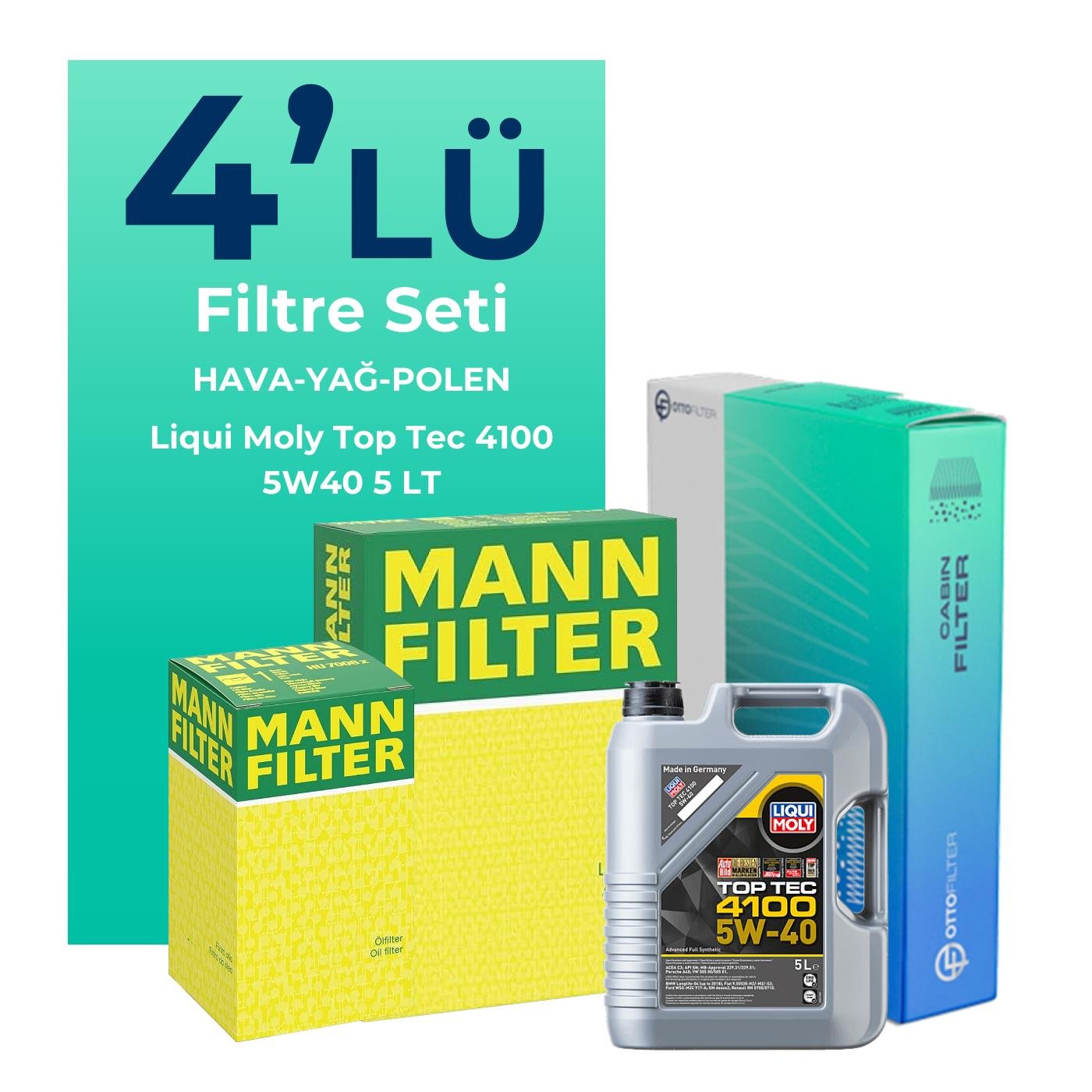 mann-nissan-pulsar-1-2-filtre-bakim-seti-liqui-moly-motor-yagli-2015-2018-4-lu-128435 MANN Nissan Pulsar 1.2 Filtre Bakım Seti Liqui Moly Motor Yağlı (2015-2018) 4 Lü - Görsel 1