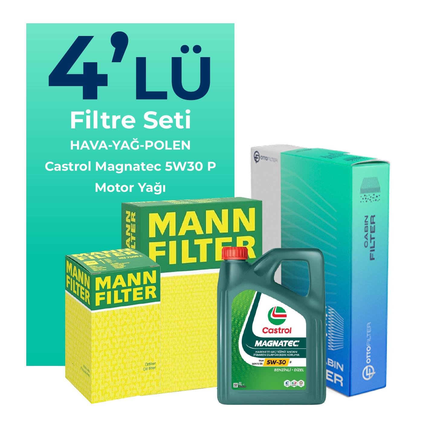 mann-opel-crossland-1-5-dizel-filtre-bakim-seti-castrol-motor-yagli-2018-2022-4-lu-109769 MANN Opel Crossland 1.5 Dizel Filtre Bakım Seti Castrol Motor Yağlı (2018-2022) 4 Lü - Görsel 1