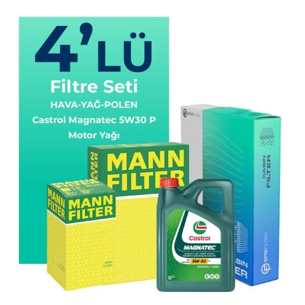 MANN Opel Grandland 1.5 Dizel Filtre Bakım Seti Castrol Motor Yağlı (2018-2024) 4 Lü