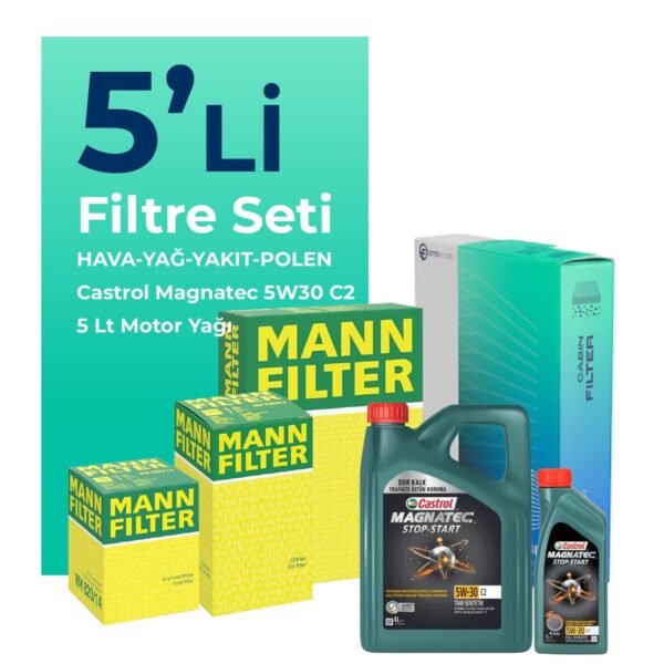 MANN Opel Meriva 1.7 Dizel Filtre Bakım Seti Castrol Motor Yağlı (2011-2015) 5 Li