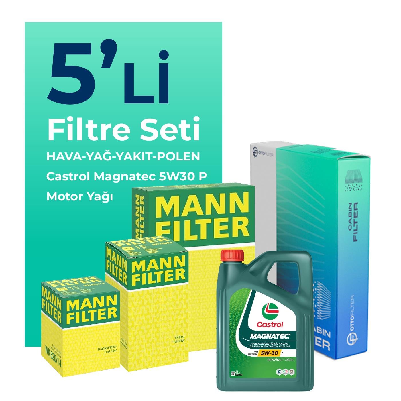 mann-peugeot-208-1-5-dizel-filtre-bakim-seti-castrol-motor-yagli-2019-2024-5-li-109788 MANN Peugeot 208 1.5 Dizel Filtre Bakım Seti Castrol Motor Yağlı (2019-2024) 5 Li - Görsel 1