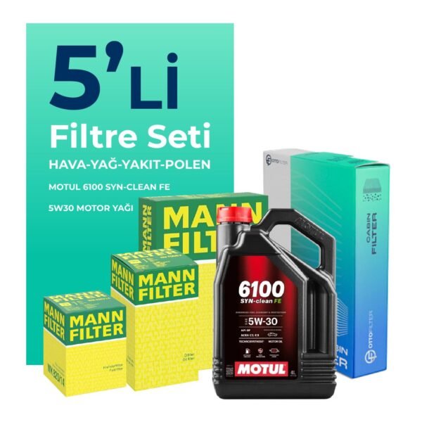 MANN Peugeot 5008 1.5 Dizel Filtre Bakım Seti Motul Motor Yağlı (2018-2024) 5 Li