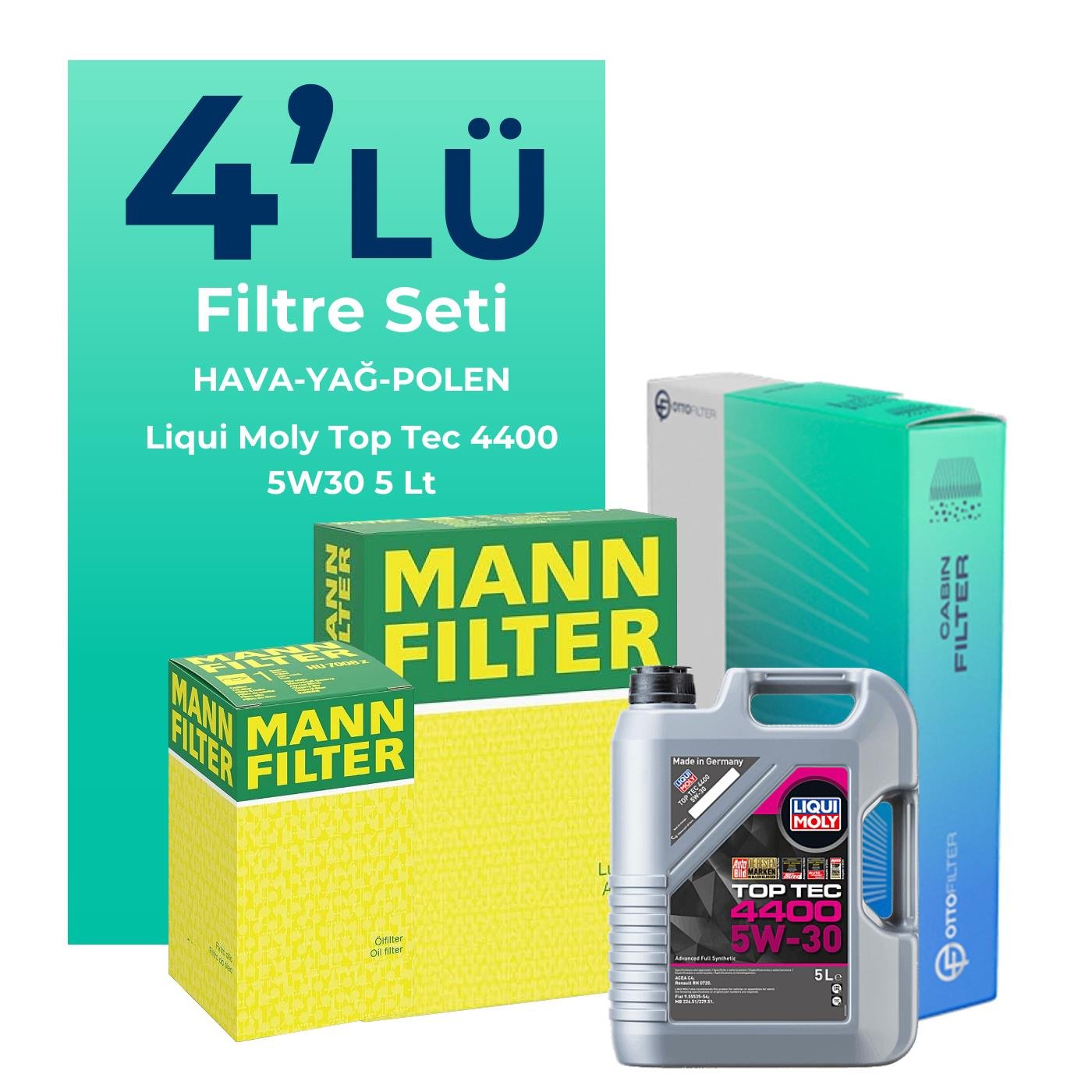 mann-renault-symbol-1-5-dizel-filtre-bakim-seti-liqui-moly-motor-yagli-2013-2019-4-lu-128207 MANN Renault Symbol 1.5 Dizel Filtre Bakım Seti Liqui Moly Motor Yağlı (2013-2019) 4 Lü - Görsel 1