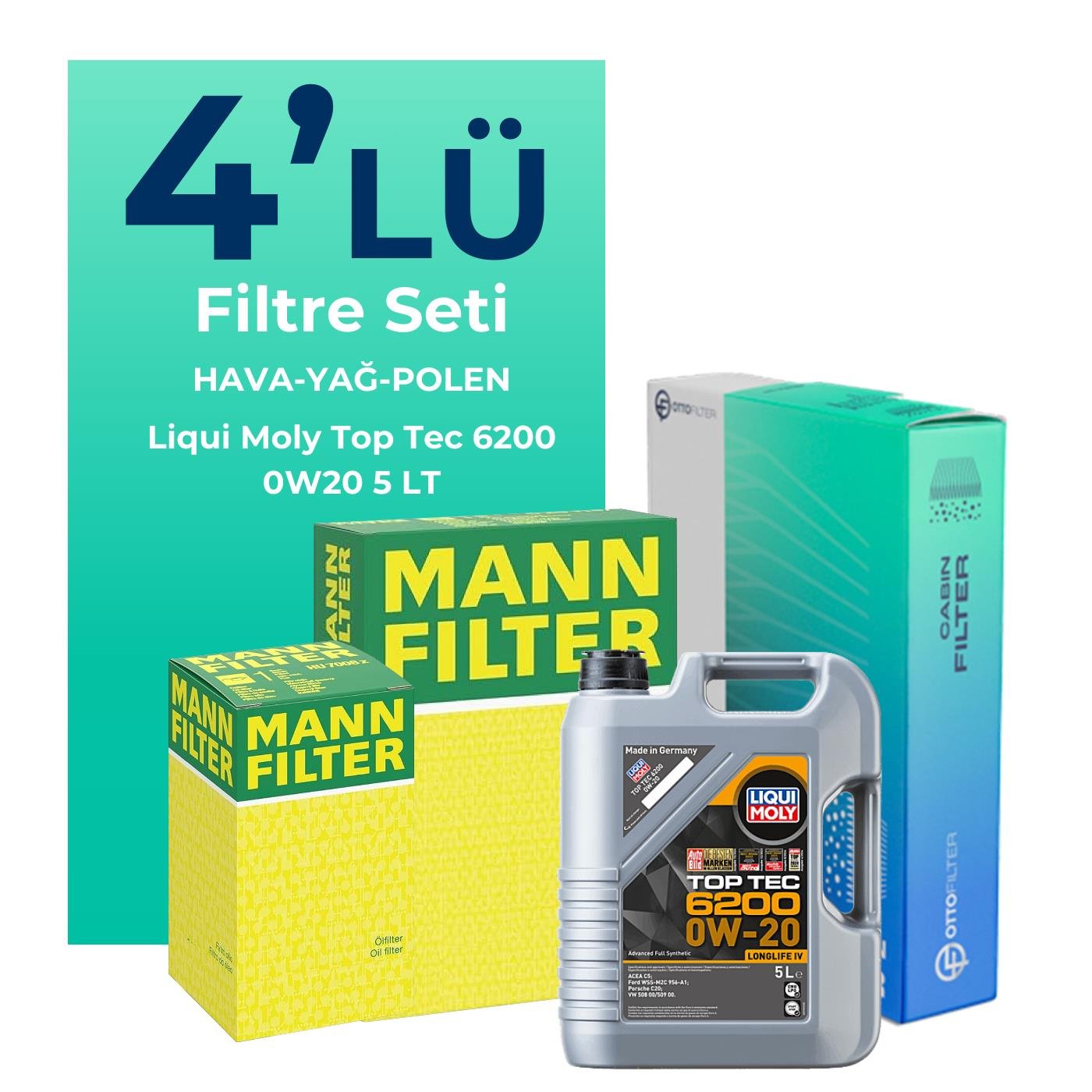 mann-seat-ibiza-1-5-tsi-filtre-bakim-seti-liqui-moly-motor-yagli-2021-2024-4-lu-121760 MANN Seat İbiza 1.5 TSi Filtre Bakım Seti Liqui Moly Motor Yağlı (2021-2024) 4 Lü - Görsel 1
