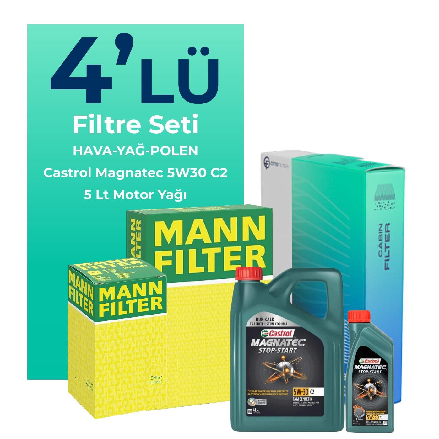 mann-seat-leon-1-9-dizel-filtre-bakim-seti-castrol-motor-yagli-2006-2010-4-lu-107964 MANN Seat Leon 1.9 Dizel Filtre Bakım Seti Castrol Motor Yağlı (2006-2010) 4 Lü - Görsel 1